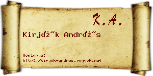 Kirják András névjegykártya