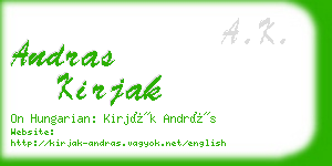 andras kirjak business card